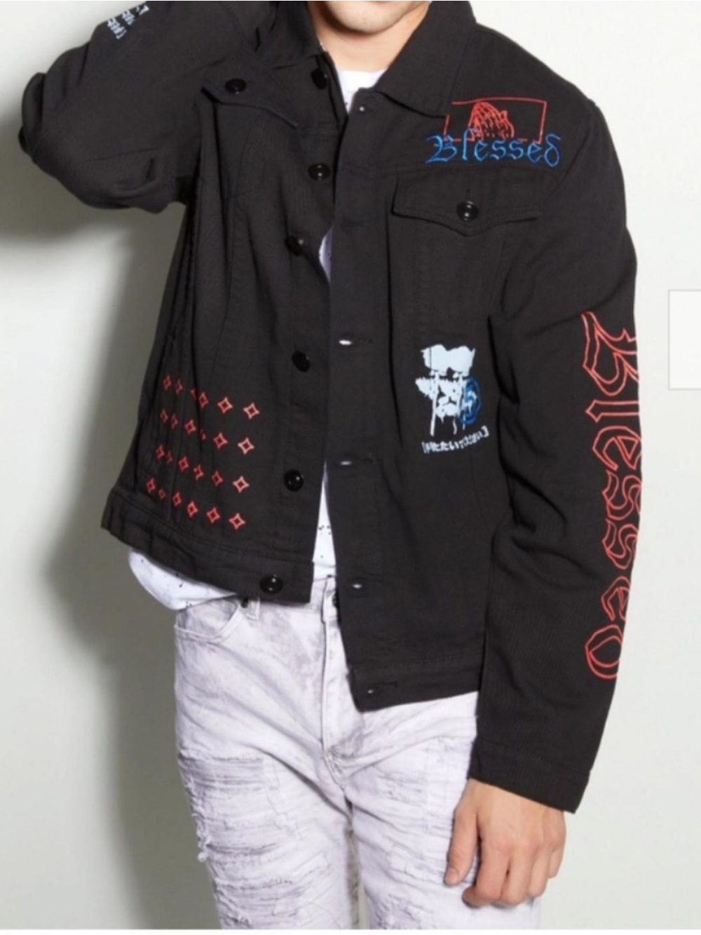 Brooklyn Cloth Men’s XL Blessed Graphic Denim Jacket NWT